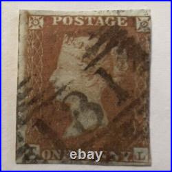 1800's PENNY RED GREAT BRITAIN STAMP QB WITH 131 SON SOTN BULLSEYE CANCEL
