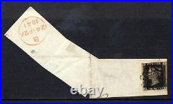 1840 1d Penny Black on Piece 24 Apr 1841 Dates Black Maltese Cross