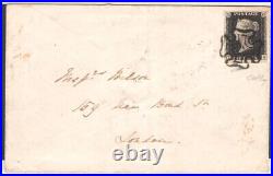 1840 GREAT BRITAIN Stanley Gibbons #1 1 Penny Black Used on envelope