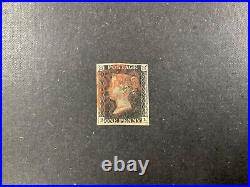 1840 Great Britain #1 Penny Black VF, 4 margins, used red cancel, B/L