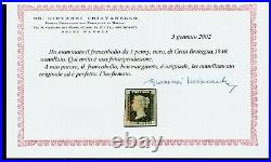 1840 Great Britain Used Penny Black 4 good Margins CERTIFICATE G. Chiavarello