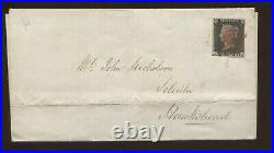 1840 Preston Hawkshead UK Great Britain Postage Stamp #1 Penny Black on Cover