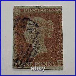 1841 Penny Red Imperf Stamp On Blue Paper