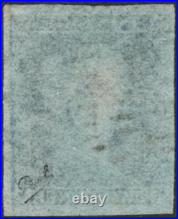 1841 SG14 2d BLUE PLATE 4 VERY FINE USED 4 LARGE MARGINS VARIETY THIN PAPER (ML)
