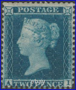 1855 SG34 2d BLUE PLATE 5 FINE MINT HINGED ORIGINAL GUM CAT £2850.00 RARE (AI)