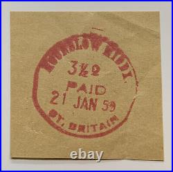 1859 Hounslow Middx. (middlesex) Great Britain Paid Cancel On Cut Square Stamp