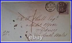 1864 Great Britain Cover ties 6d QV stamp London SE cds to Sydney SHIP LETTER