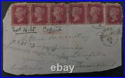 1865 Great Britain Cover ties 6 Stamps cd Ballinasloe, Ireland-Rockhampton
