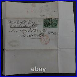 1872 Great Britain Entire ties 2 Stamps cd Manchester-Montevideo, Uruguay
