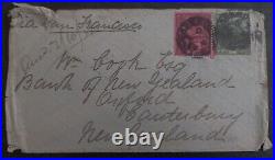 1898 Great Britain Cover ties 2 QV stamps Aberdeen cancel to NZ