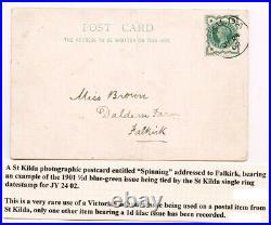 1902 postcard SPINNING with ST KILDA c. D. S. On Queen Victoria ½d VERY RARE