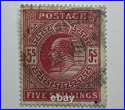 1912 Great Britain 5 Shilling Stamp #140b King Edward VII