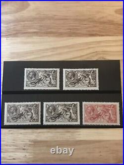 1913 Great Britain King George V Seahorses (5) Stamps-unused