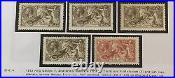 1913 Great Britain King George V Seahorses (5) Stamps-unused