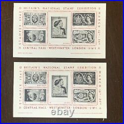 1962 Britain's National Stamp Exhibition Numbered Souvenir Sheets Lot Of 2