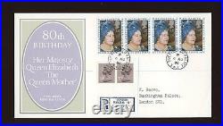 1980 Queen Mother ROYAL COURT Post Office with BUCKINGHAM PALACE CDS FDC