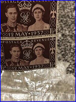 2 RARE UNUSED Great Britain 1937 Coronation Stamp 12th May 1937 1 1/2d