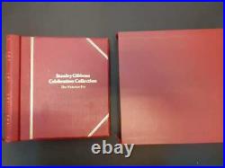 2 Used Stanley Gibbons Oriel Albums one x slip case Gold leaf pages 93 QV stamps