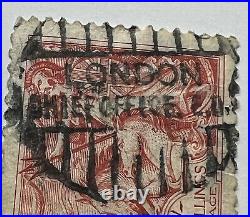 Britain 5 Shilling Stamp With Grilled London Chief Office E. O. Son Sotn Cancels
