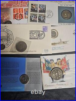 British Stamps Collection Lot of 22 Coin FDC's
