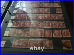 Collection lot of 100 stamps Great Britain Penny Red Pairs 2, 3, 4 Cancels Plate