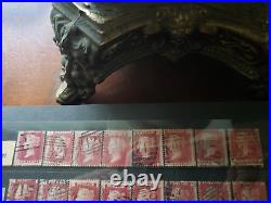 Collection lot of 100 stamps Great Britain Penny Red Pairs 2, 3, 4 Cancels Plate