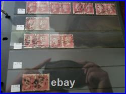 Collection lot of 101 stamps Great Britain Penny Red Pairs 2, 3, 4 Cancels Plate