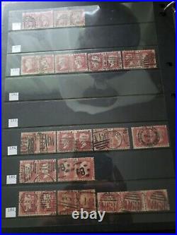 Collection lot of 101 stamps Great Britain Penny Red Pairs 2, 3, 4 Cancels Plate