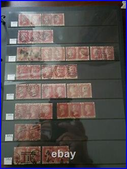 Collection lot of 101 stamps Great Britain Penny Red Pairs 2, 3, 4 Cancels Plate