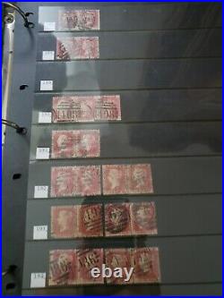 Collection lot of 101 stamps Great Britain Penny Red Pairs 2, 3, 4 Cancels Plate