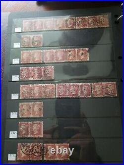 Collection lot of 101 stamps Great Britain Penny Red Pairs 2, 3, 4 Cancels Plate