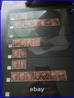 Collection lot of 101 stamps Great Britain Penny Red Pairs 2, 3, 4 Cancels Plate