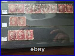 Collection lot of 101 stamps Great Britain Penny Red Pairs 2, 3, 4 Cancels Plate