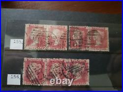 Collection lot of 101 stamps Great Britain Penny Red Pairs 2, 3, 4 Cancels Plate