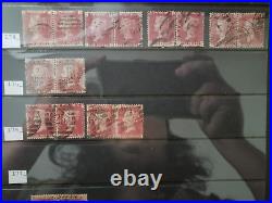 Collection lot of 101 stamps Great Britain Penny Red Pairs 2, 3, 4 Cancels Plate