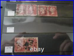 Collection lot of 101 stamps Great Britain Penny Red Pairs 2, 3, 4 Cancels Plate