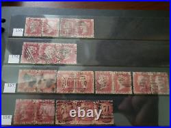 Collection lot of 101 stamps Great Britain Penny Red Pairs 2, 3, 4 Cancels Plate