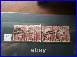 Collection lot of 101 stamps Great Britain Penny Red Pairs 2, 3, 4 Cancels Plate