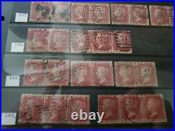 Collection lot of 101 stamps Great Britain Penny Red Pairs 2, 3, 4 Cancels Plate