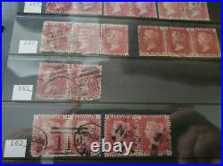 Collection lot of 101 stamps Great Britain Penny Red Pairs 2, 3, 4 Cancels Plate