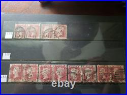 Collection lot of 101 stamps Great Britain Penny Red Pairs 2, 3, 4 Cancels Plate