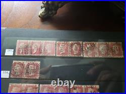 Collection lot of 101 stamps Great Britain Penny Red Pairs 2, 3, 4 Cancels Plate