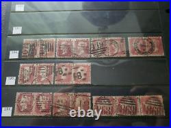 Collection lot of 101 stamps Great Britain Penny Red Pairs 2, 3, 4 Cancels Plate