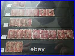 Collection lot of 101 stamps Great Britain Penny Red Pairs 2, 3, 4 Cancels Plate