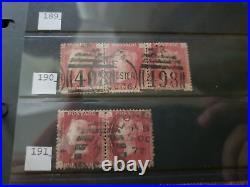 Collection lot of 101 stamps Great Britain Penny Red Pairs 2, 3, 4 Cancels Plate