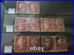 Collection lot of 101 stamps Great Britain Penny Red Pairs 2, 3, 4 Cancels Plate