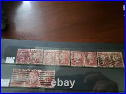 Collection lot of 101 stamps Great Britain Penny Red Pairs 2, 3, 4 Cancels Plate