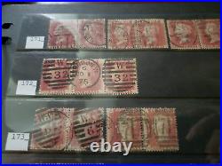 Collection lot of 101 stamps Great Britain Penny Red Pairs 2, 3, 4 Cancels Plate