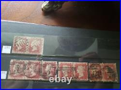 Collection lot of 101 stamps Great Britain Penny Red Pairs 2, 3, 4 Cancels Plate