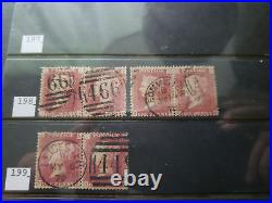 Collection lot of 101 stamps Great Britain Penny Red Pairs 2, 3, 4 Cancels Plate